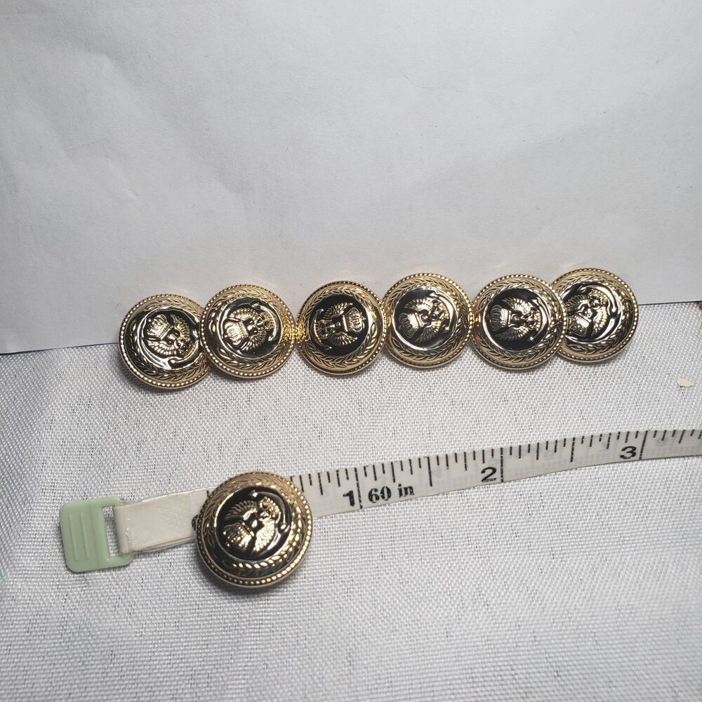 ST. JOHN Replacement Buttons 7 pieces Gold Tone Black Enamel Logo #MMM